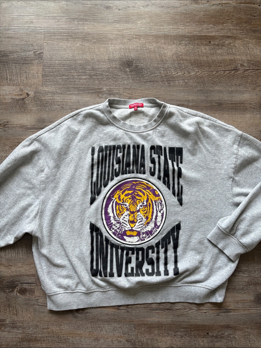 Mitchell & Ness LSU Tigers Grey Crewneck